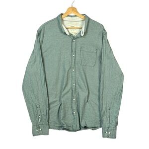 Fat Face Mens‎ 2XL Slim Stretch Long Sleeve Button Down Shirt Green Patterned